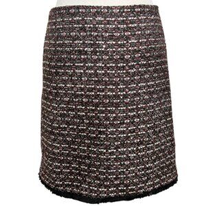 NWT LOFT Black White Red & Silver Metallic Tweed Mini‎ Skirt - Petite Size 0P